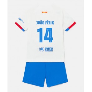 Lacne Dětský Futbalové dres Barcelona Joao Felix #14 2023-24 Krátky Rukáv - Preč (+ trenírky)